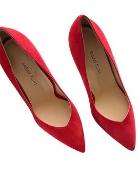 ✨ Sarah Flint Red Suede Pumps – Size 39.5 EU (NEW) ✨